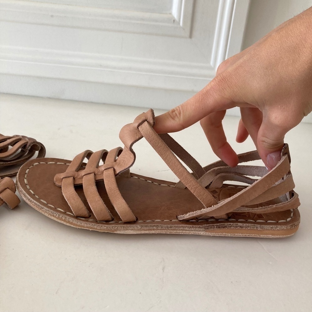 NWOT Free People Minda Helen Brown Leather Woven Sandals Sz 39 - Picture 4 of 6